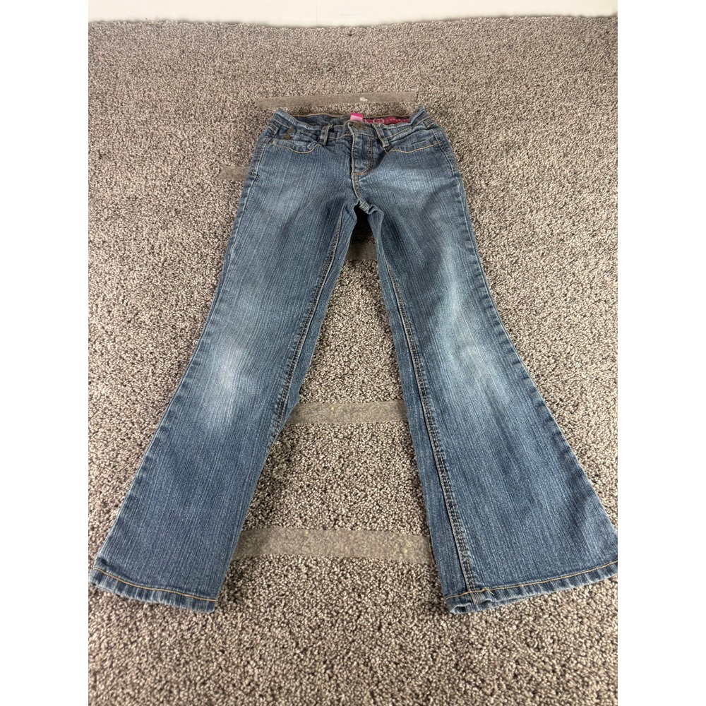 GLO Jeans Girls Medium Wash Flare Leg Denim Embroidered Pockets Size 8